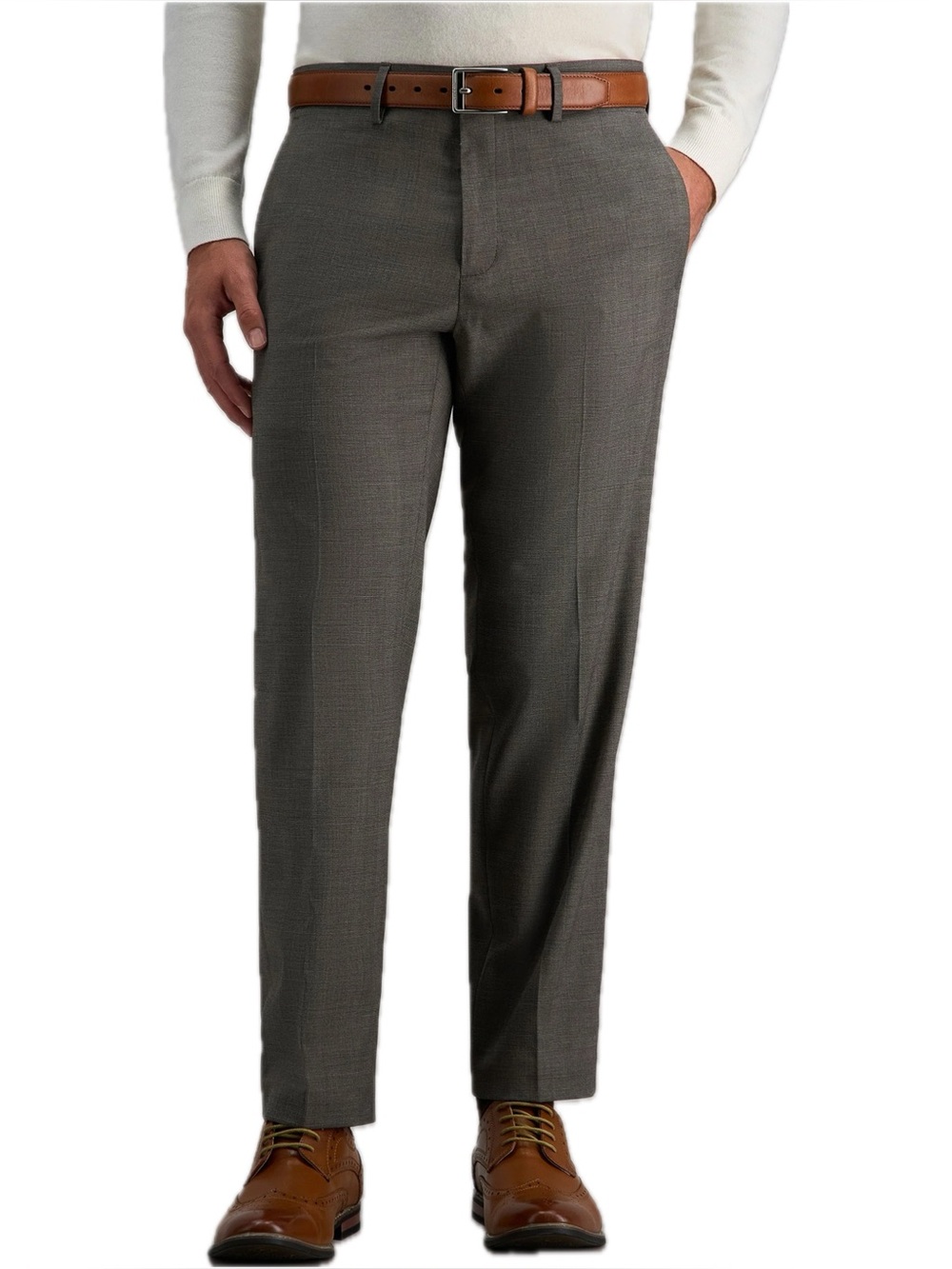Haggar Men’s Slim Straight Dress Pants in Gray